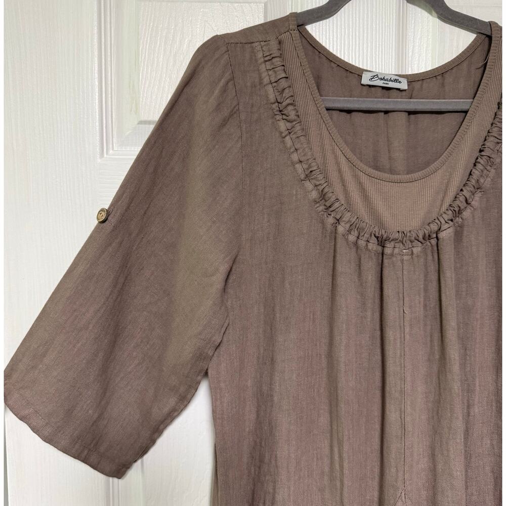 Bohabille Women's Linen Lagenlook Bubble Hem Dress Size Large - Picture 5 of 16
